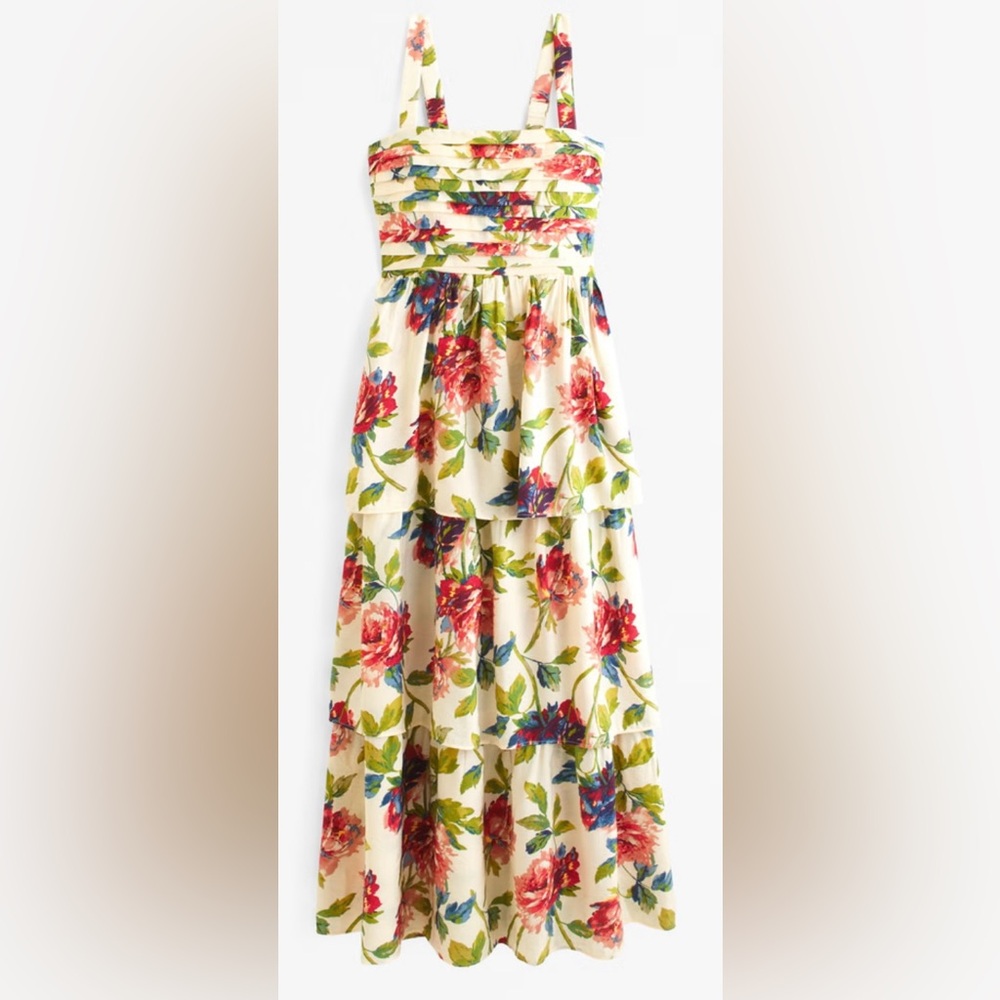 Abercrombie & Fitch White Floral Maxi Dress with Red & Green Print - Picture 3 of 10
